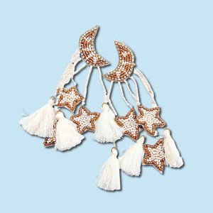Brand NEW Gorgeous Long Beaded Tassel Shooting Star Statement Earrings